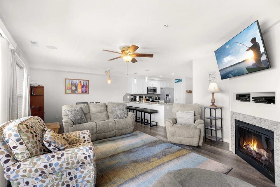 Condo, Multiple Beds, Balcony (Seascape Cove) | Living area | 42-inch flat-screen TV with digital channels, fireplace, DVD player