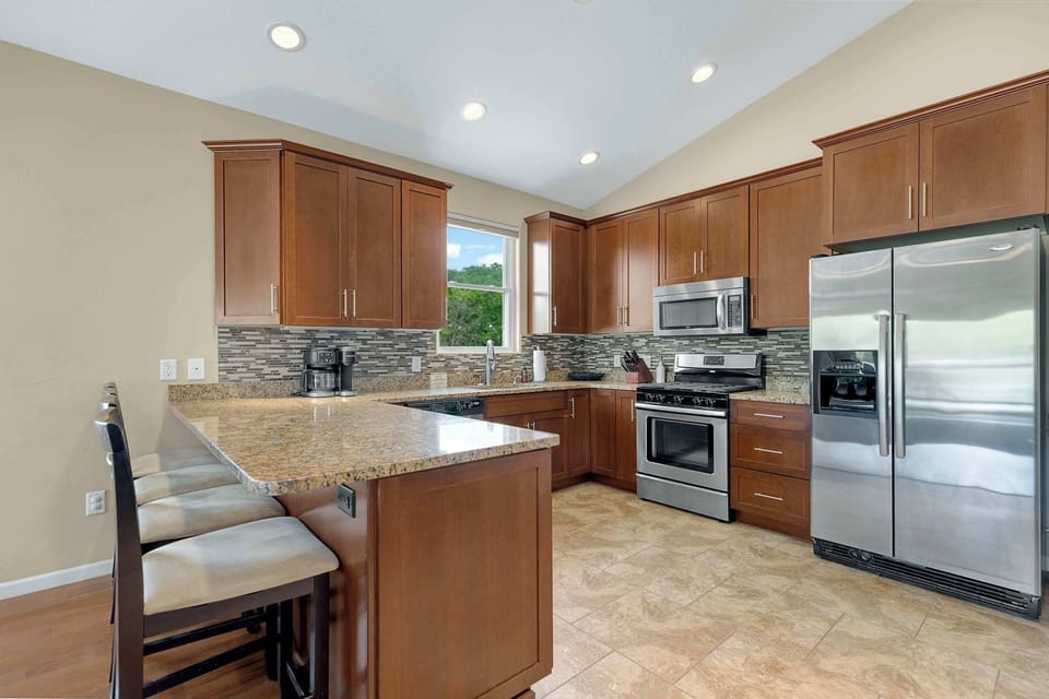 House, Multiple Beds, Patio (Trails End Hideaway) | Private kitchen | Fridge, microwave, oven, stovetop