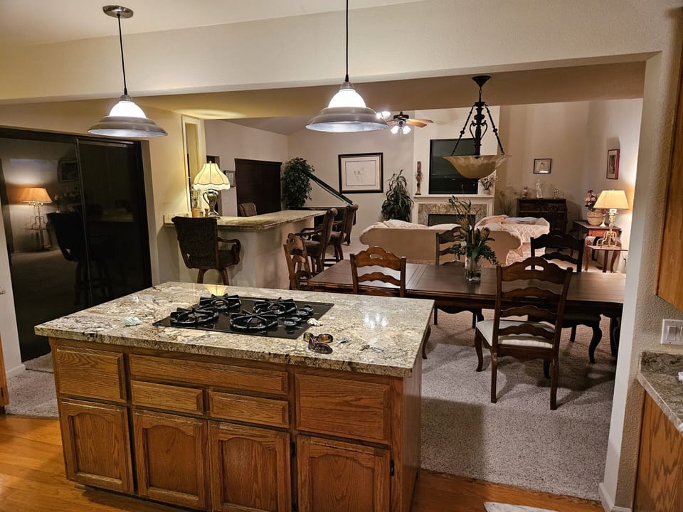 Kitchen island with gas cooktop