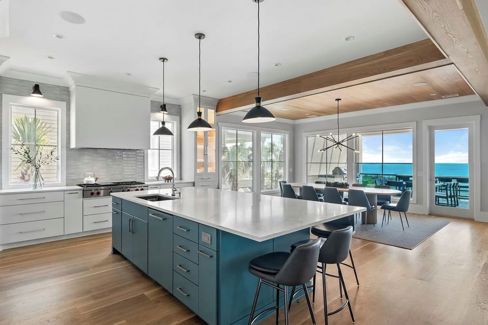 Spacious kitchen area.