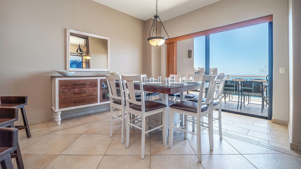 Raised dining table for six