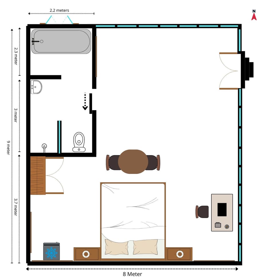 Suite, 1 King Bed, Ocean View, Beachfront | Floor plan