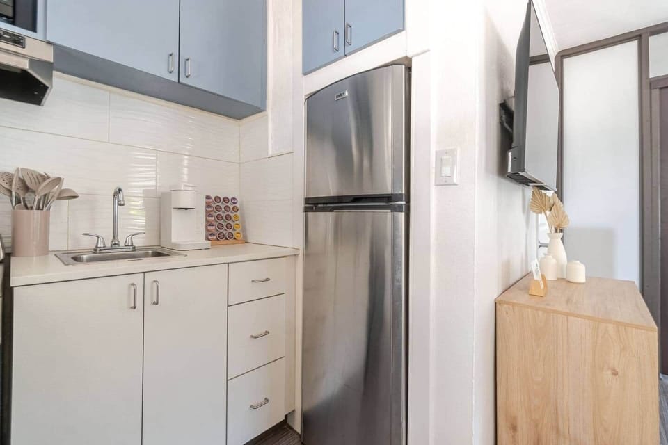 A full-size refrigerator is available to store all your groceries or keep your favorite drinks perfectly chilled.