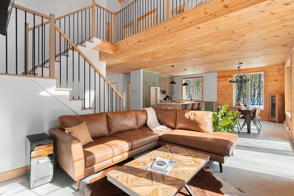 View of the living room, dining room and kitchen
