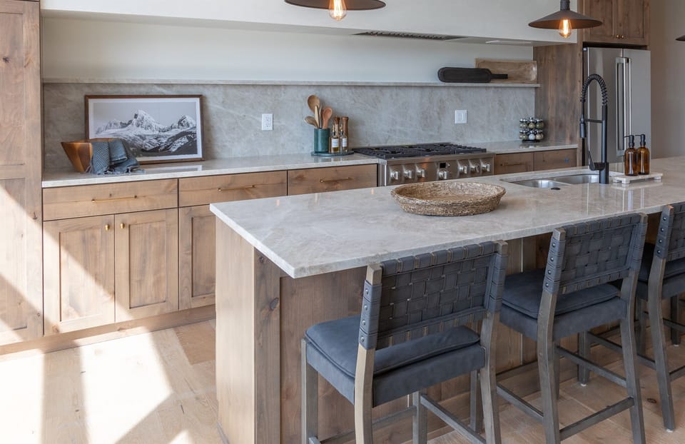 Natural wood and stone finishes