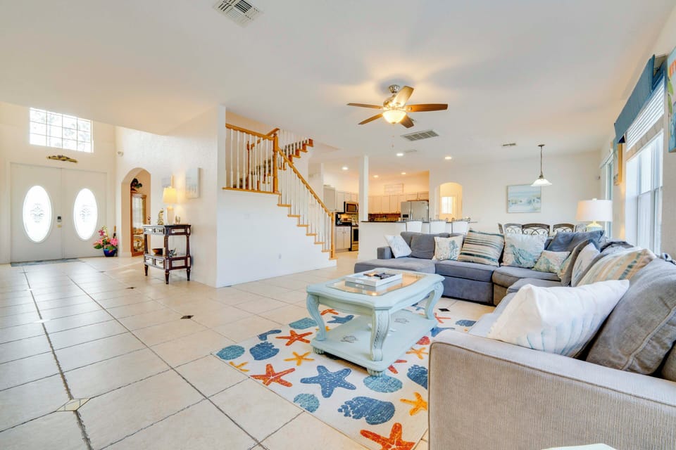 Living Room | 2-Story Home | Central A/C & Electric Heating