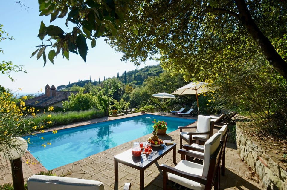 Big salted water pool 12x6 mt. with relaxing spaces plus lounges to relax