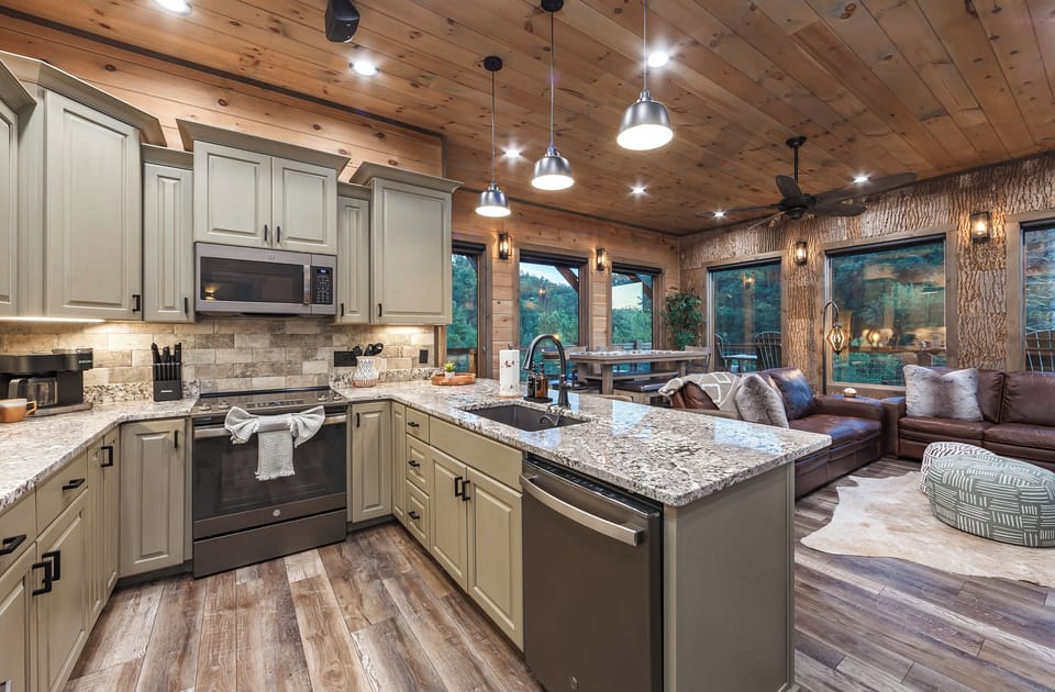 Fully stocked kitchen so you can make home cooked meals at the cabin!