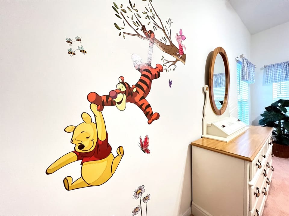 Large Winnie Pooh Theme Twin Bedroom