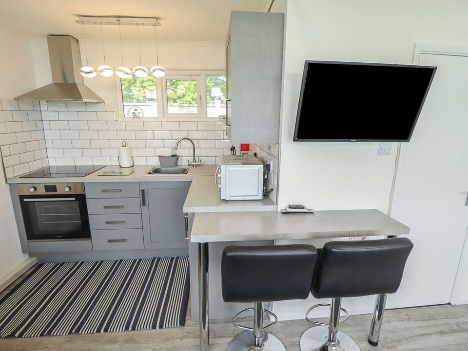 Fridge, microwave, toaster, cookware/dishes/utensils