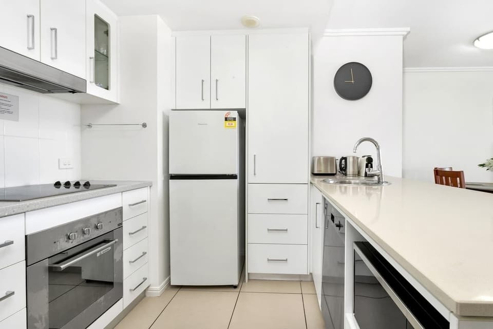 The apartment comes with a fully-equipped kitchen replete with modern appliances so you can cook meals at home.