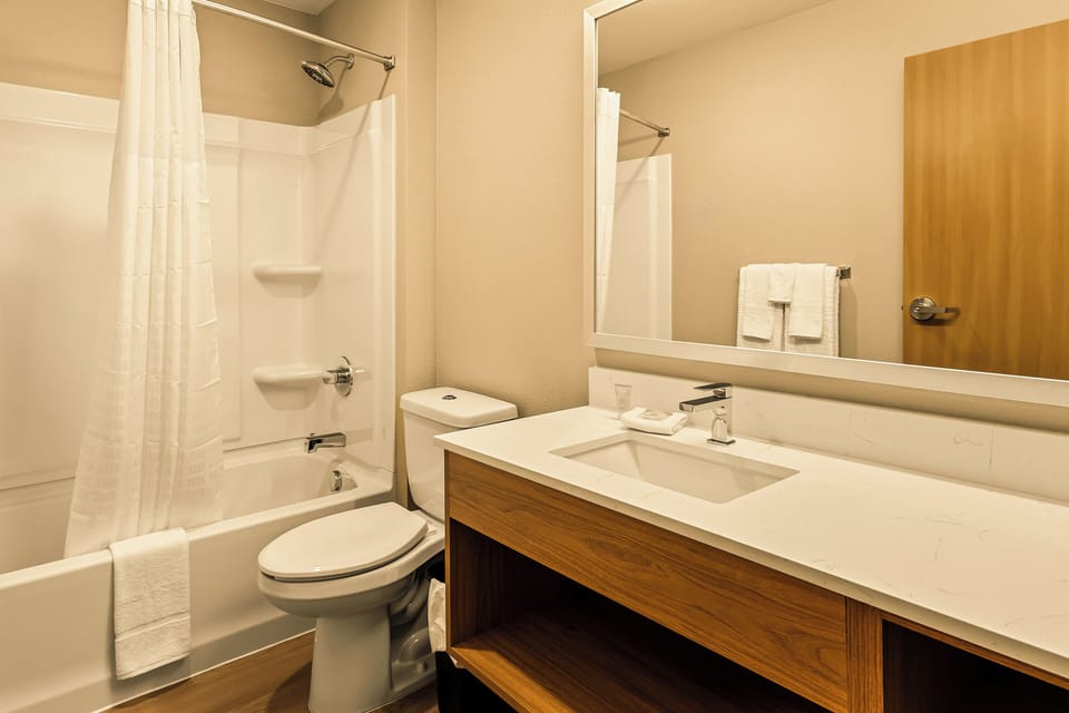 Towels, soap, shampoo, toilet paper