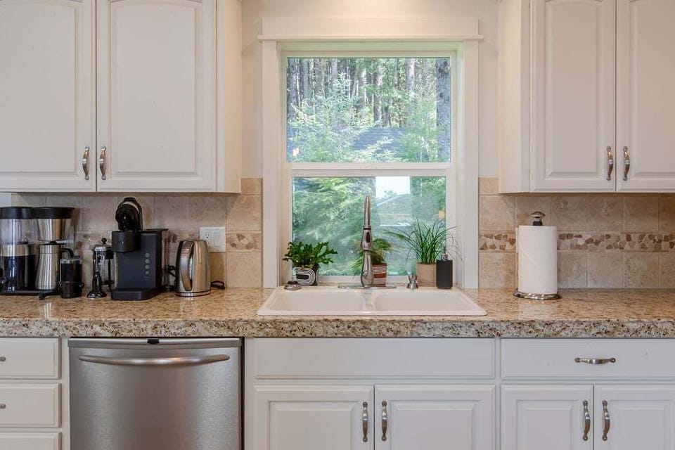 Forest views as you wash at the sink