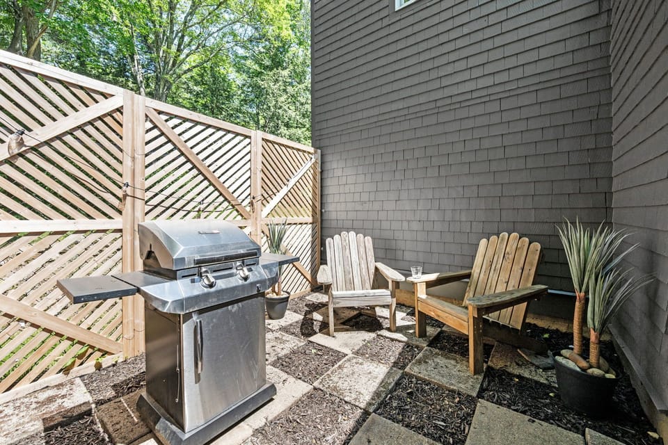 Outdoor grilling and private seating area