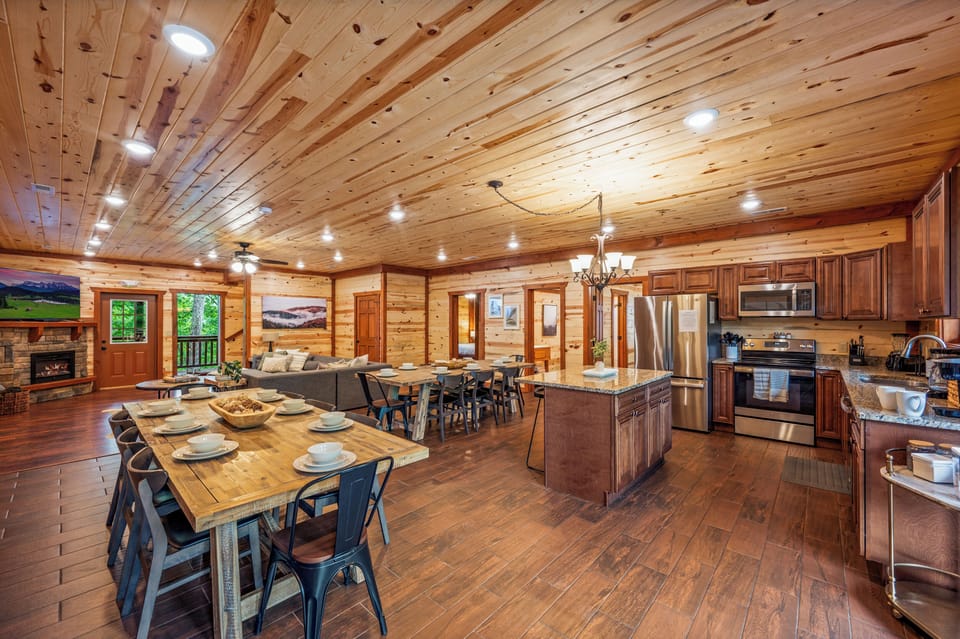 Huge Kitchen/Dining Area with Two Tables and Loads of Seating!