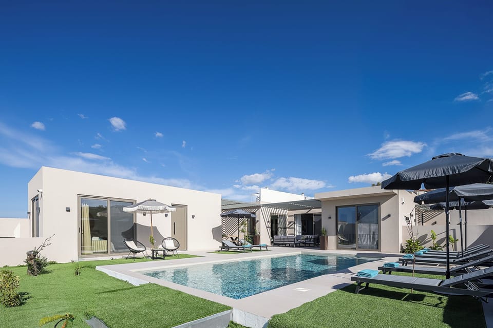 A private, 50 sq.m. swimming pool, 1.4 m deep with step access.