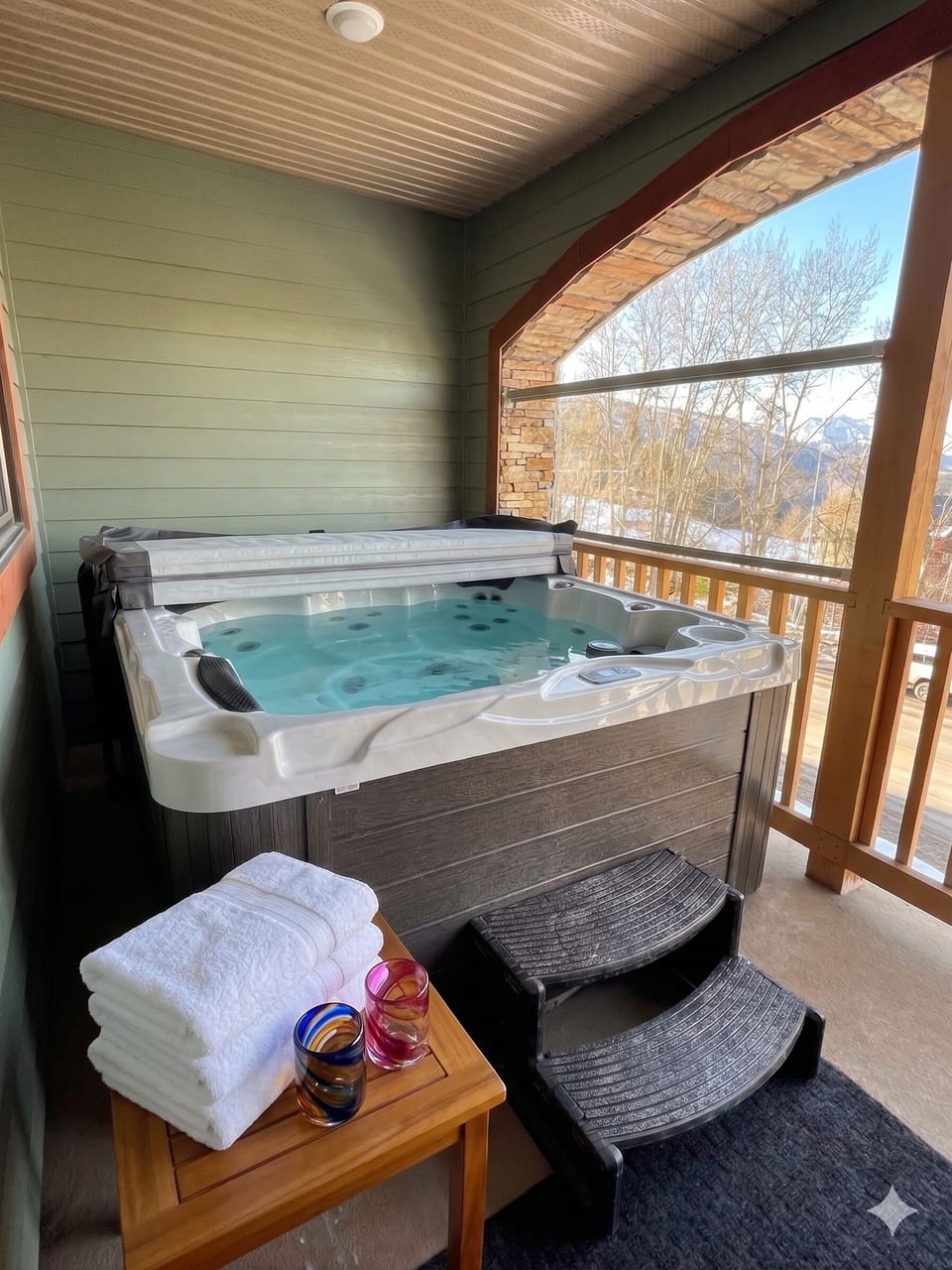 On the lower-level deck - Private hot tub.