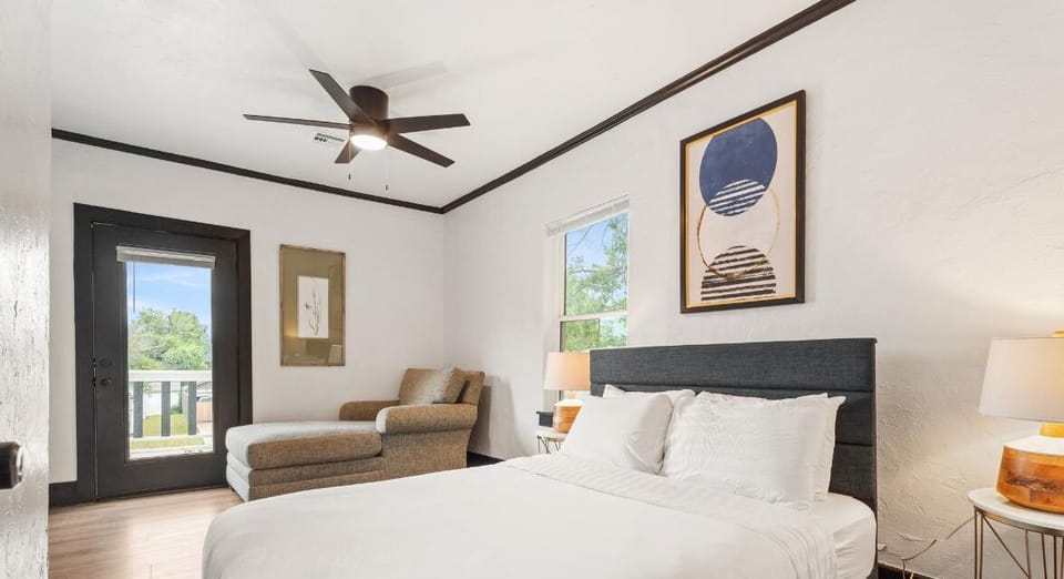 The bedroom’s serene design promises restful and rejuvenating nights.
