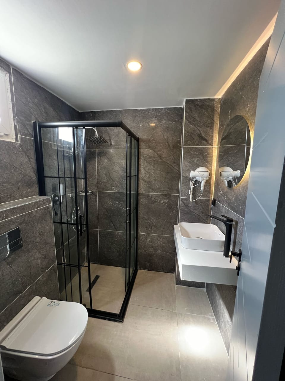 Hair dryer, bathrobes, slippers, bidet