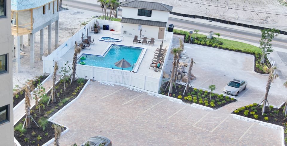 Aerial shot of complex pool