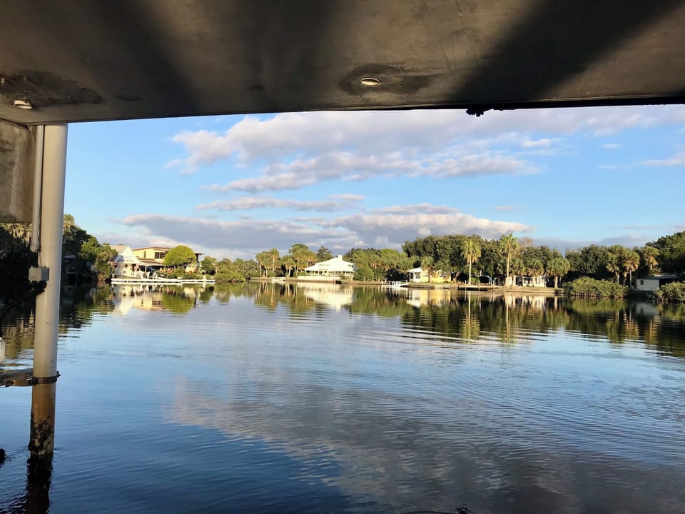 We are just under the bridge from the Gulf