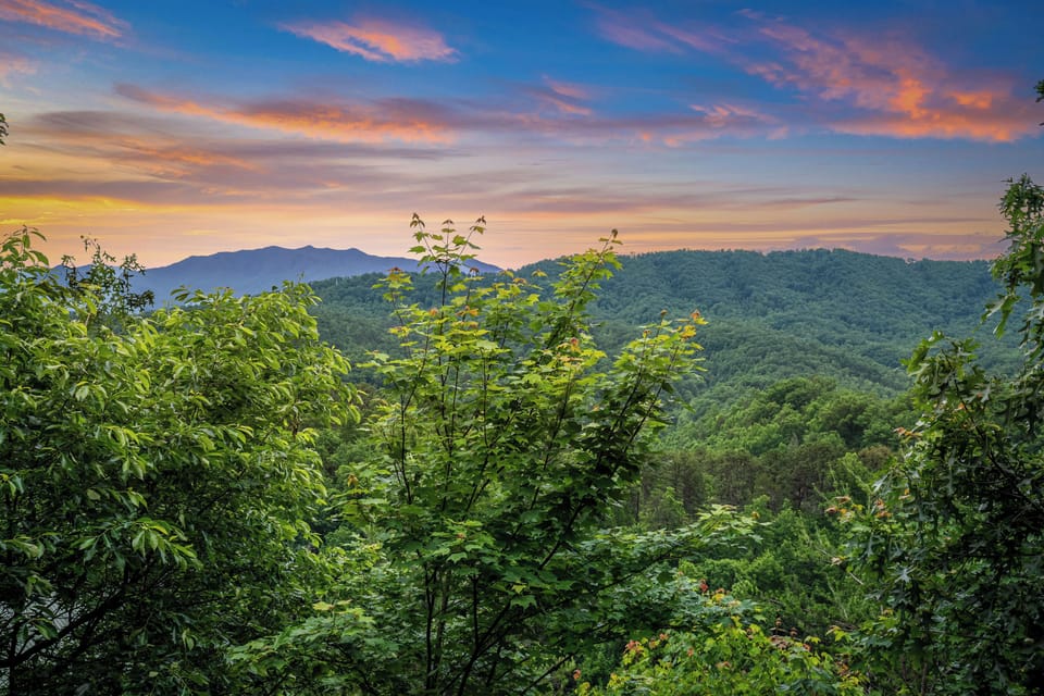 Deck with breathtaking views of the Great Smoky Mountains.