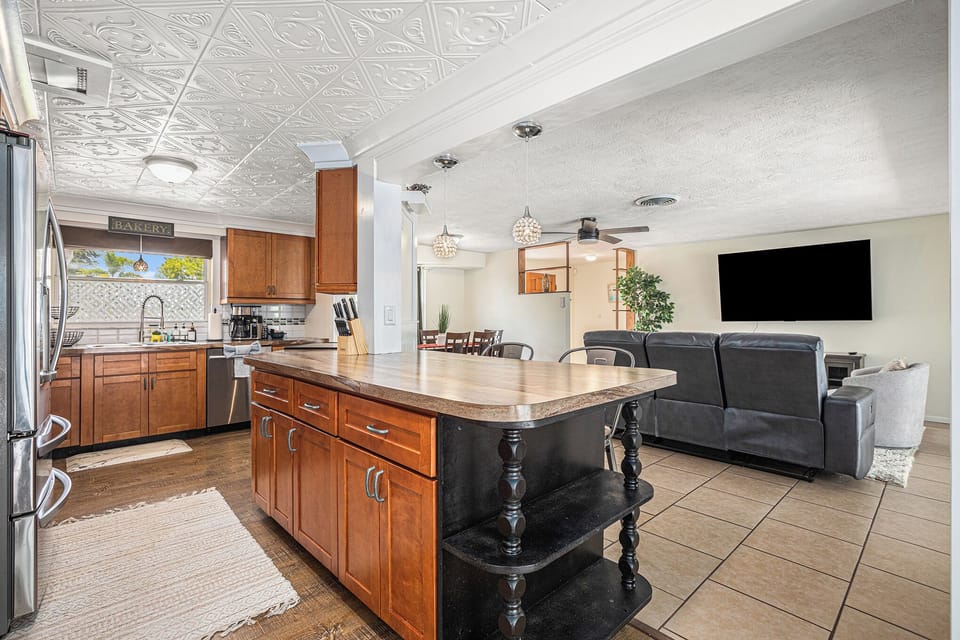 Kitchen with ample counter space for eating and preparing