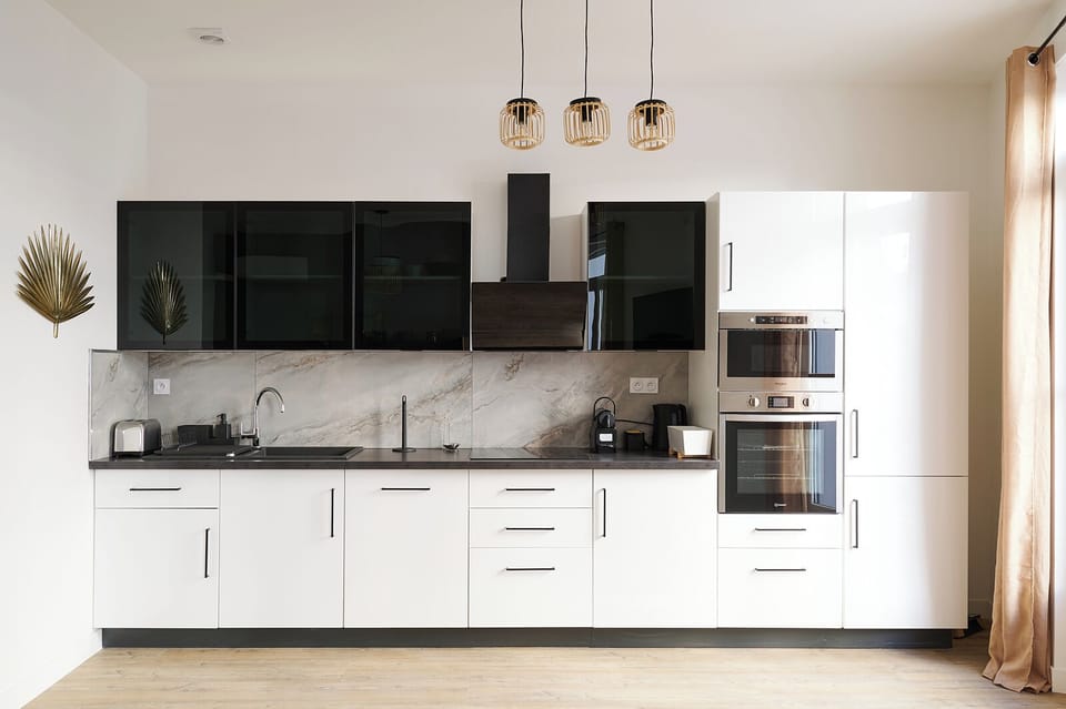Apartment, 1 Queen Bed, Balcony | Private kitchen | Espresso maker, full-size fridge, microwave, oven