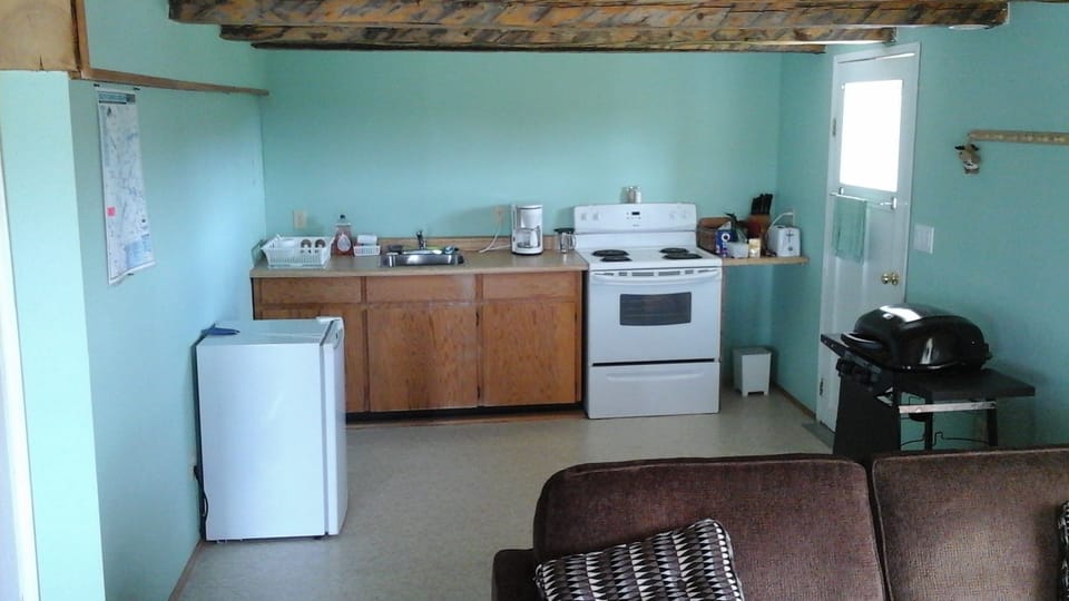 Cabin, 2 Bedrooms, Garden View | Private kitchen | Coffee/tea maker, full-size fridge, stovetop, cookware/dishes/utensils