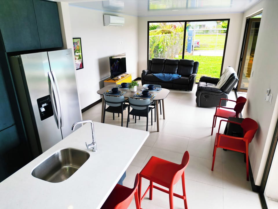 Living room and kitchen areas