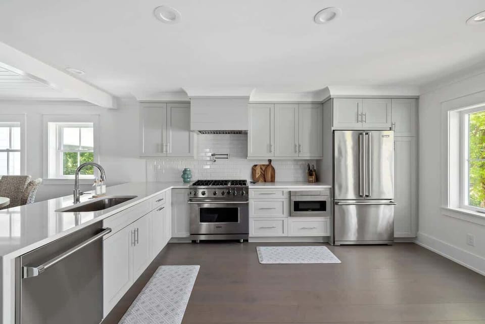 Large chef inspired kitchen with Viking appliances.  
