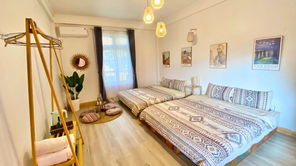 Basic Quadruple Room, 2 Queen Beds, Non Smoking, Garden View | Desk, laptop workspace, blackout drapes, soundproofing