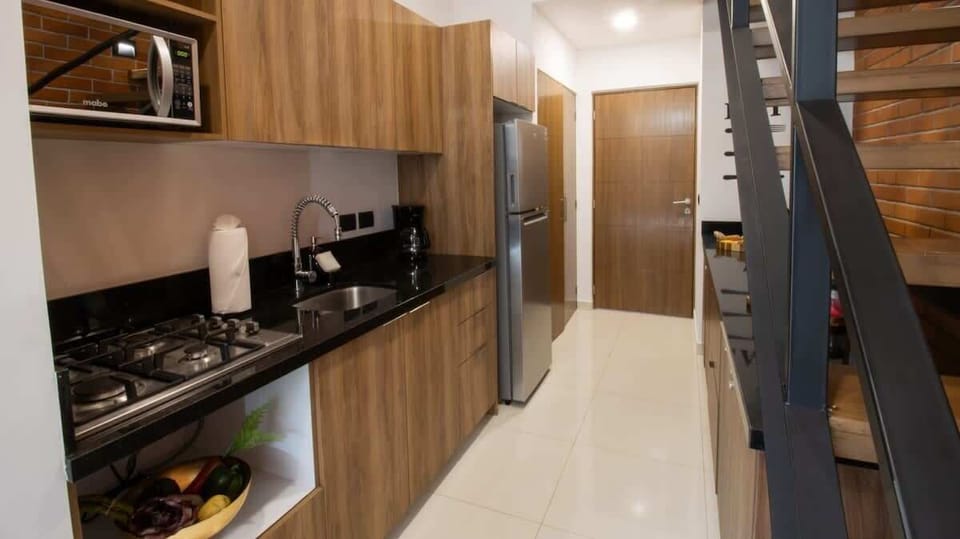 A well-equipped kitchen with modern appliances