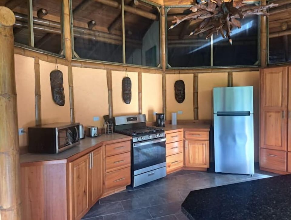 Our Kitchen has everything to cook a family meal and enjoy the sounds of nature.