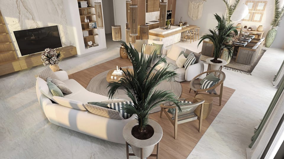 Presidential Penthouse, 3 Bedrooms | Living area | 55-inch Smart TV with cable channels