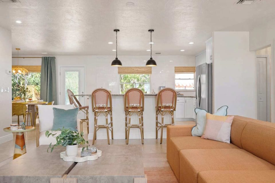 Open to the kitchen so you never miss out on any of the fun. 
