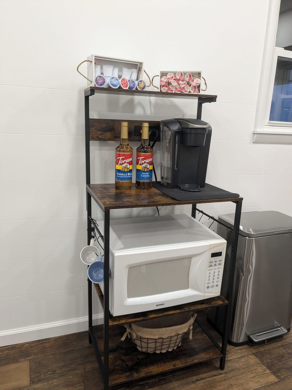 Coffee Station (Keurig)
-complete with cream and flavorings. 