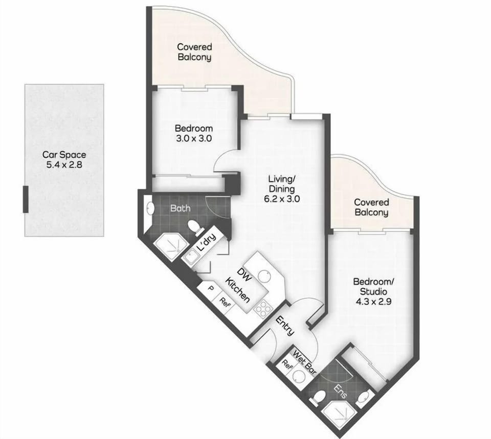 Apartment Floor Plan - 1 Bedroom & Studio apartment