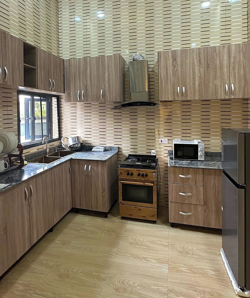 Family Apartment, Balcony, City View | Private kitchen | Fridge, microwave, oven, stovetop