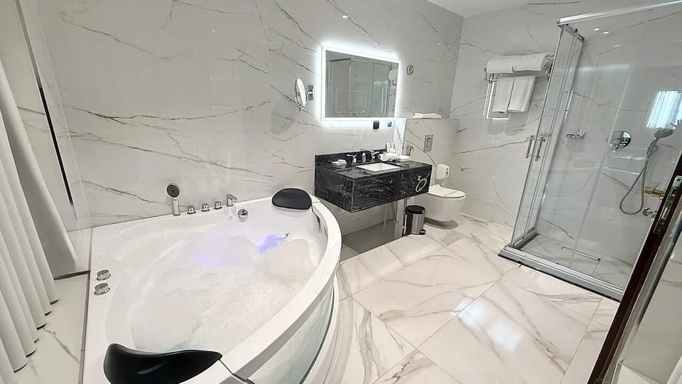 Executive Suite | Bathroom | Free toiletries, hair dryer, bathrobes, towels