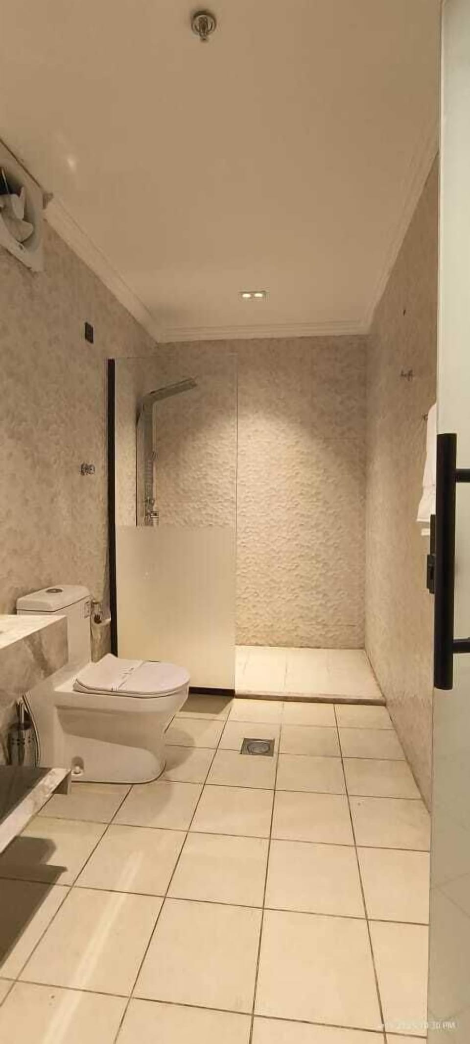 Shower, soap, shampoo, toilet paper