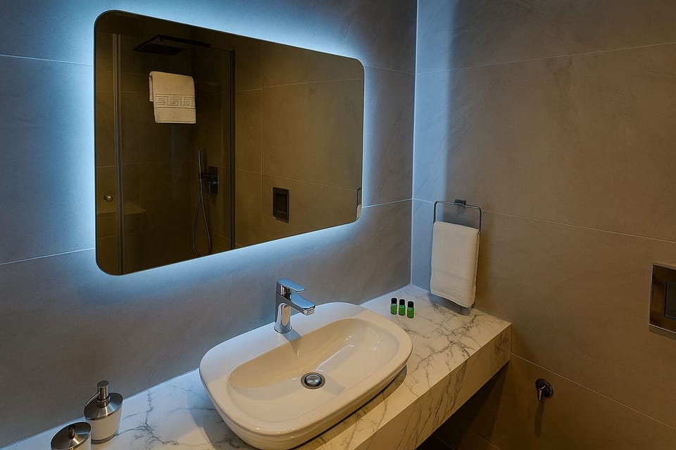 Triple Room | Bathroom | Shower, hair dryer, slippers, towels