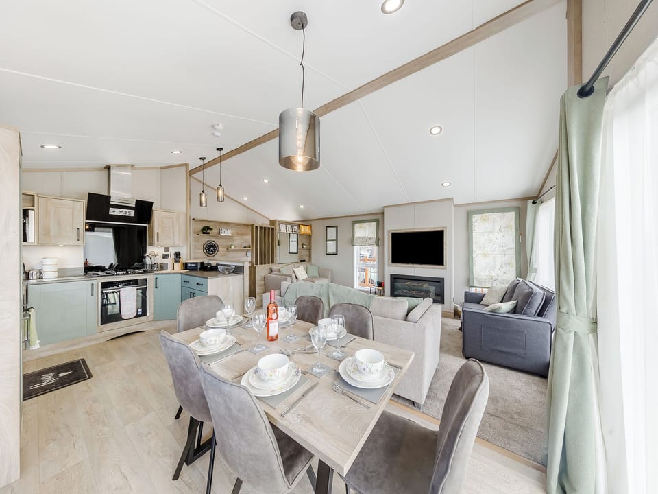 Open plan living space | Hillfort Lodge, Llanrhystud