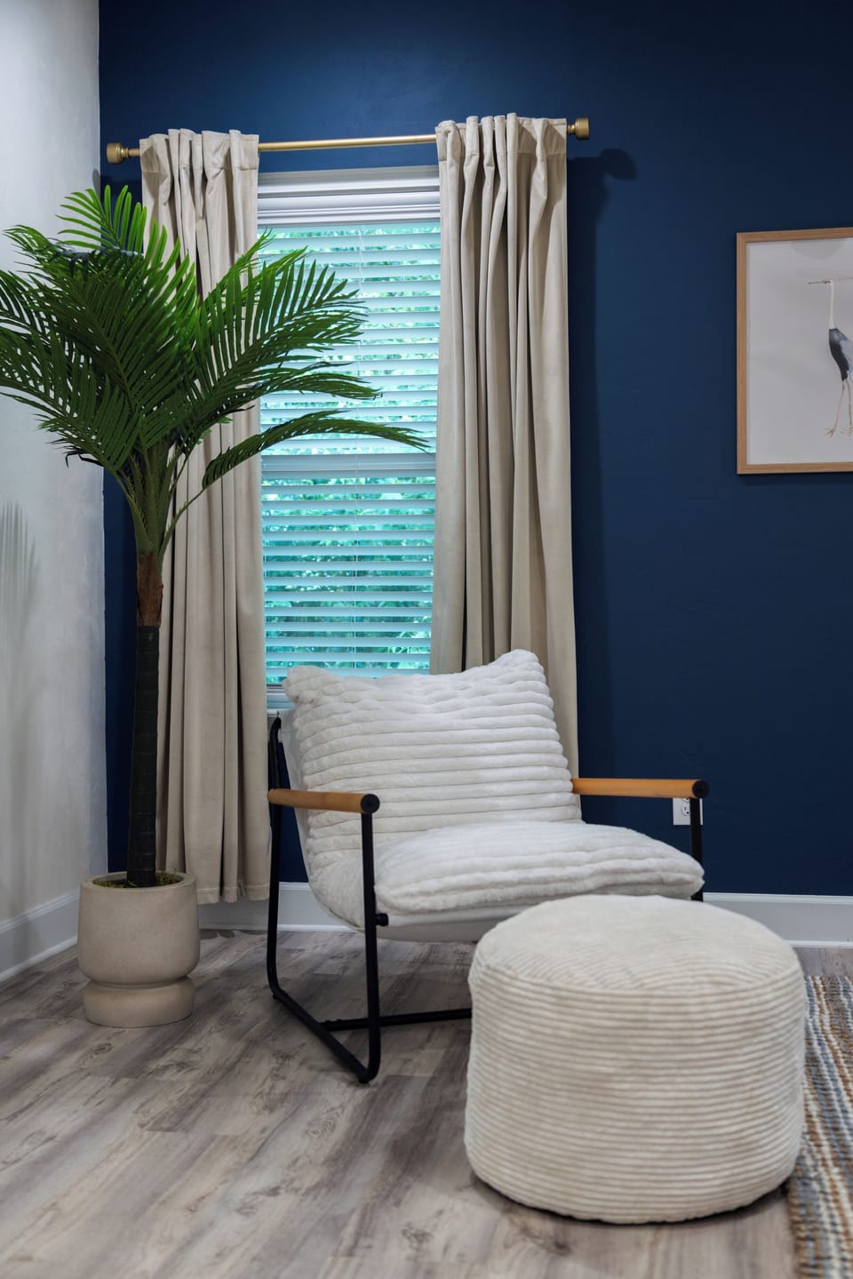 Plush corner chair in the master's bedroom