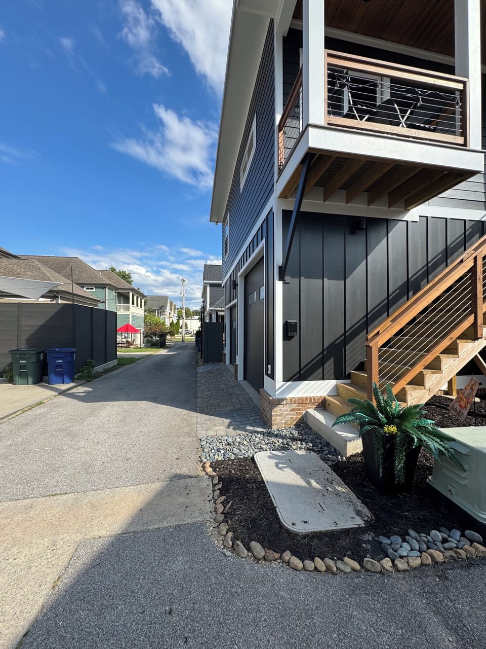 Alley to apartment garage