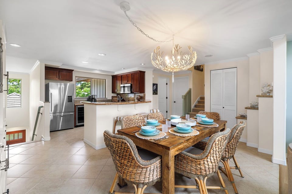 Open dining space and kitchen