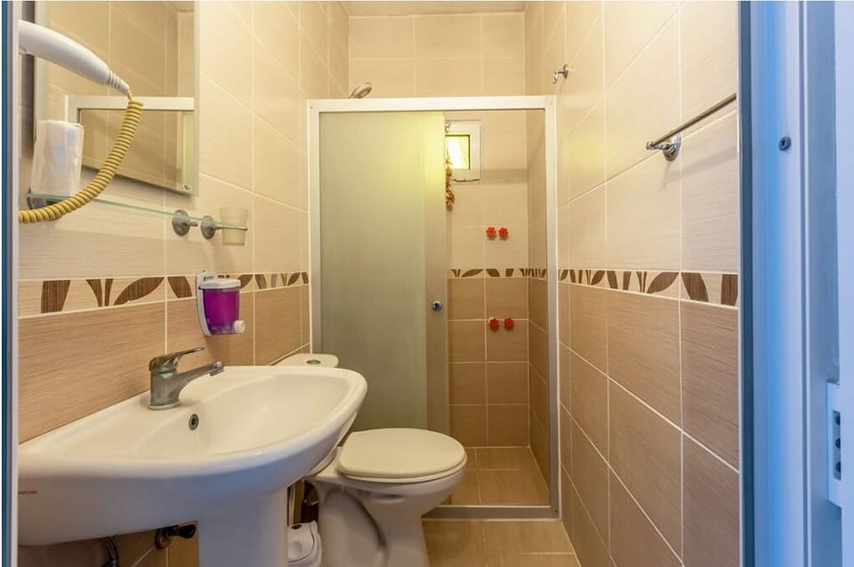 Standard Double Room | Bathroom | Shower, hair dryer, towels, soap