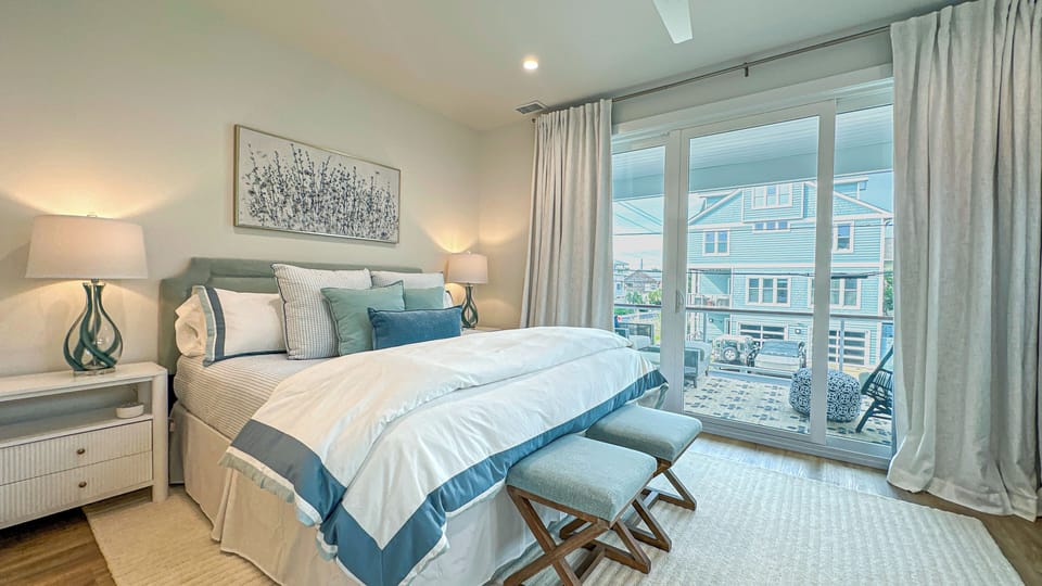 Master bedroom with king bed, ensuite bathroom and private porch.