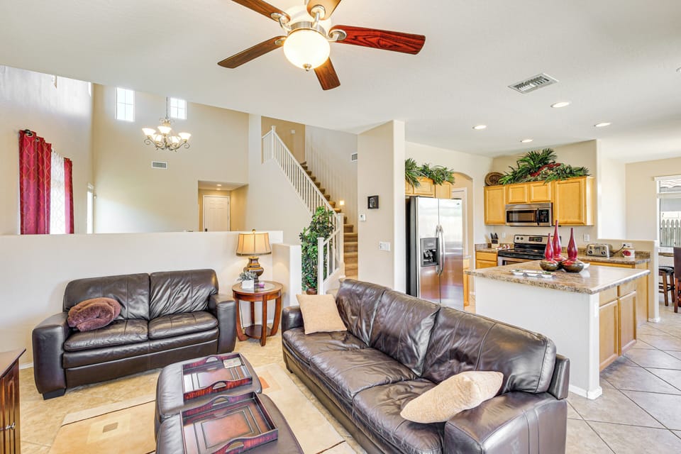 Living Room | 2-Story Home | Open Floor Plan | Smart TV w/ Cable