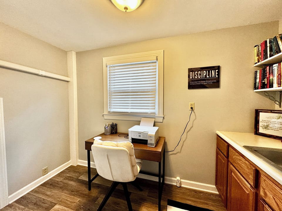 Reading nook with desk & printer! 
